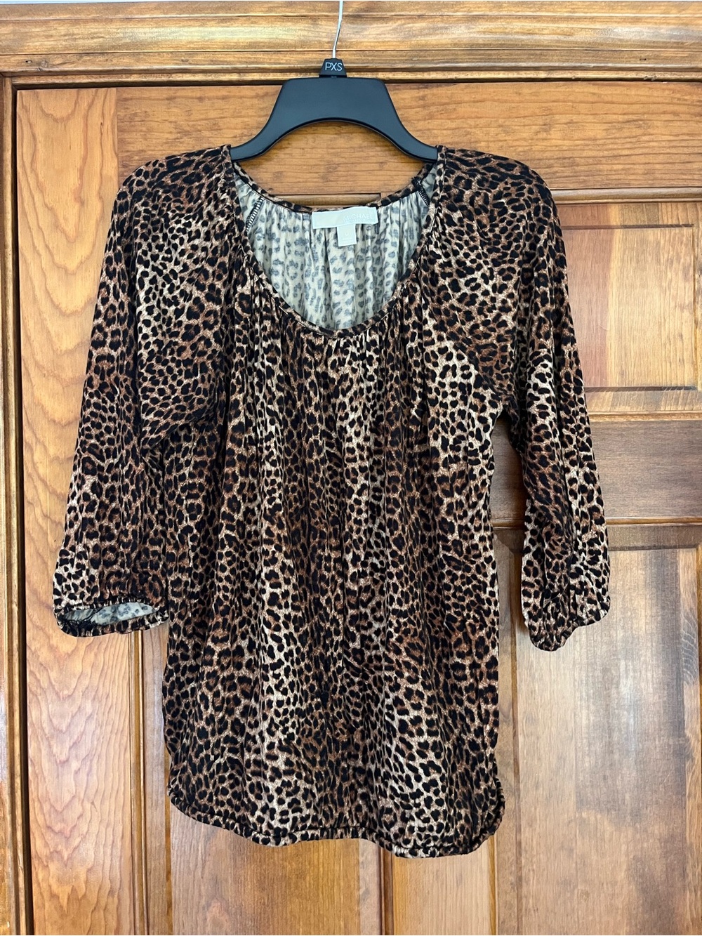 Michael Kors Leopard Print V-Neck Blouse - Brown & Black